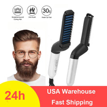 Load image into Gallery viewer, Multifunctional Beard Straightener Heated man's Hair Beard Flat Iron Quick  Straightening Beard Brush Show Cap Tool Dropshipping