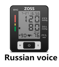 Load image into Gallery viewer, ZOSS  English or Russian Voice Cuff Wrist Sphygmomanometer Blood Presure Meter Monitor Heart Rate Pulse Portable Tonometer BP