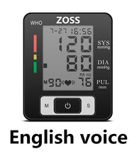 Load image into Gallery viewer, ZOSS  English or Russian Voice Cuff Wrist Sphygmomanometer Blood Presure Meter Monitor Heart Rate Pulse Portable Tonometer BP